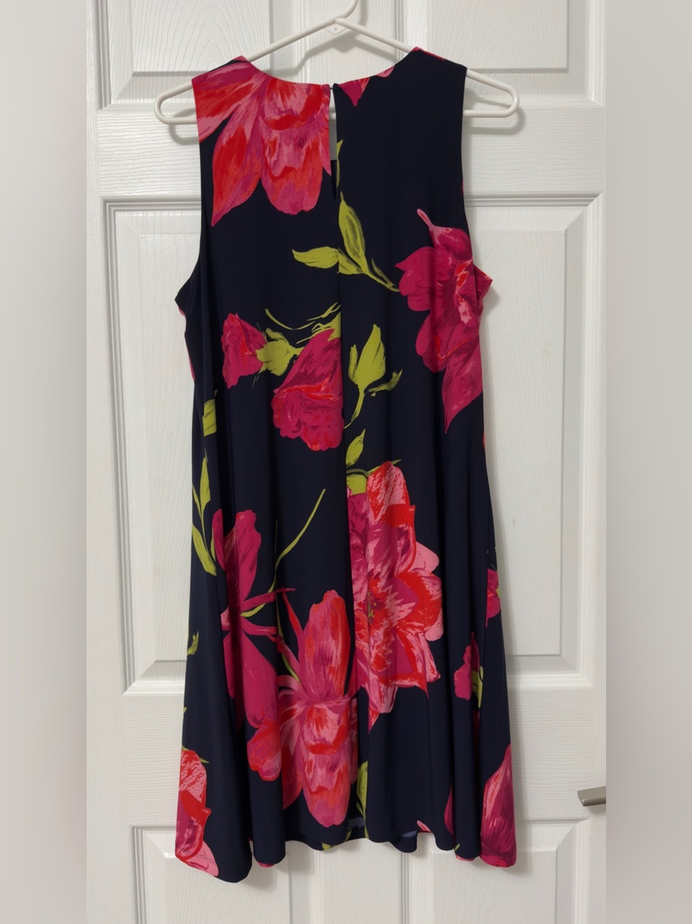 Anne Klein Navy Midi Dress with Pink Floral Print - Picture 6 of 6